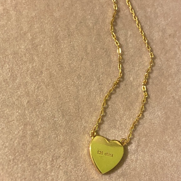 White Enamel Heart Gold Necklace - Picture 5 of 5